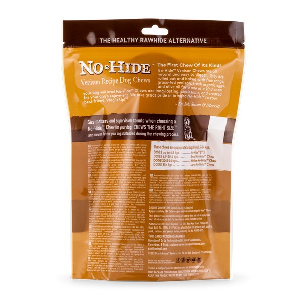 Earth Animal No Hide® Venison Medium Chews Dog Treat 2pk - 120g For Discount