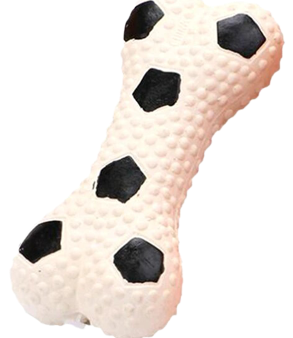 Latex Squeaky Bone Toy with Football Print Online