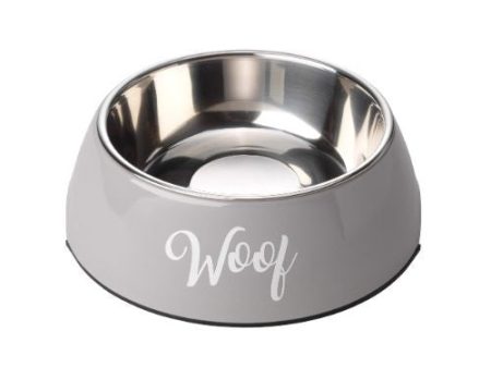 House of Paws Grey Woof Dog Bowl Large Hot on Sale