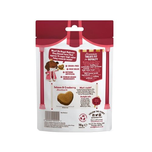 Denzel s Rewards Salmon & Cranberry Love Hearts Dog Treats - 70g For Sale