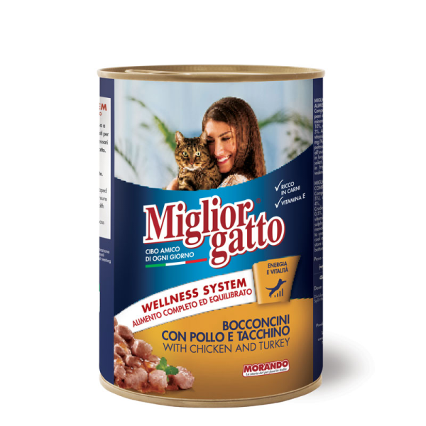 Migliorgatto Cat Chunks With Chicken And Turkey 405g Fashion