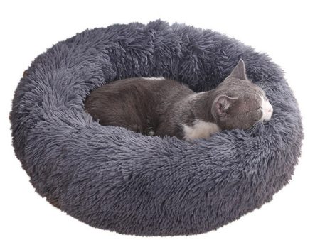 Faux-Shag Donut Cuddler Cat Bed For Cheap