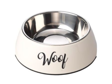 House of Paws Cream Woof Dog Bowl Large Online now