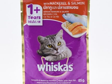 Whiskas Adult Cat Mackerel & Salmon Wet Food Pouch 80g Sale