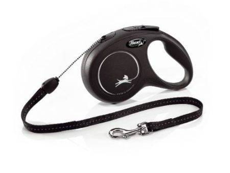 Flexi Classic Retractable Cord Dog Lead Black - 8 Metres Medium Hot on Sale