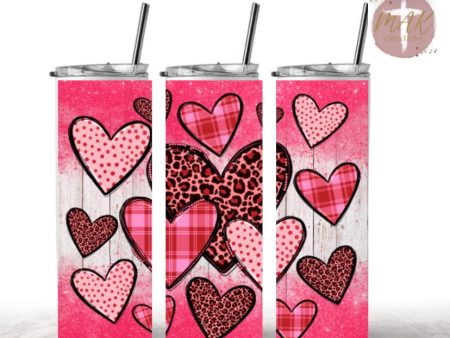 Valentines Day Hearts (20 oz Skinny Tumbler) on Sale