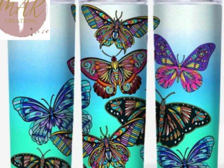 20 oz Skinny Tumbler Butterflies For Cheap