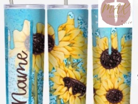 20 oz Skinny Tumbler Blue Sunflower Discount