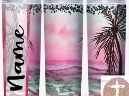 20 oz Skinny Tumbler Pink Beach For Sale